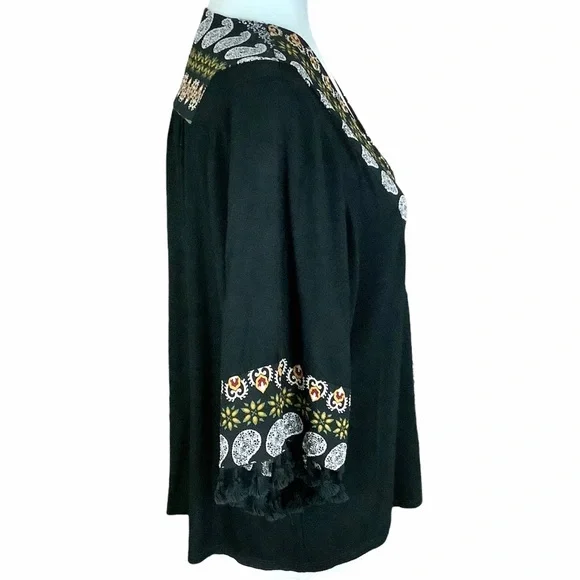 ANTHROPOLOGIE W5 Black/Paisley V-Neck Top SZ-S - Picture 4 of 8